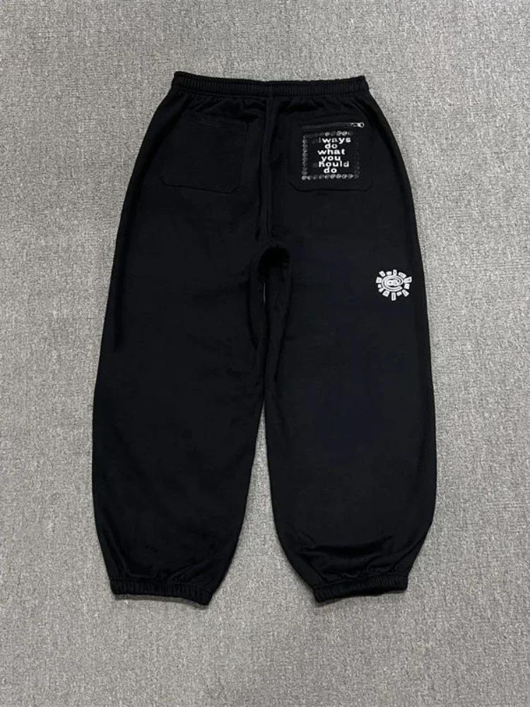 HOUZHOU Vintage graphique polaire pantalons de survêtement femmes décontracté classique gris noir ja
