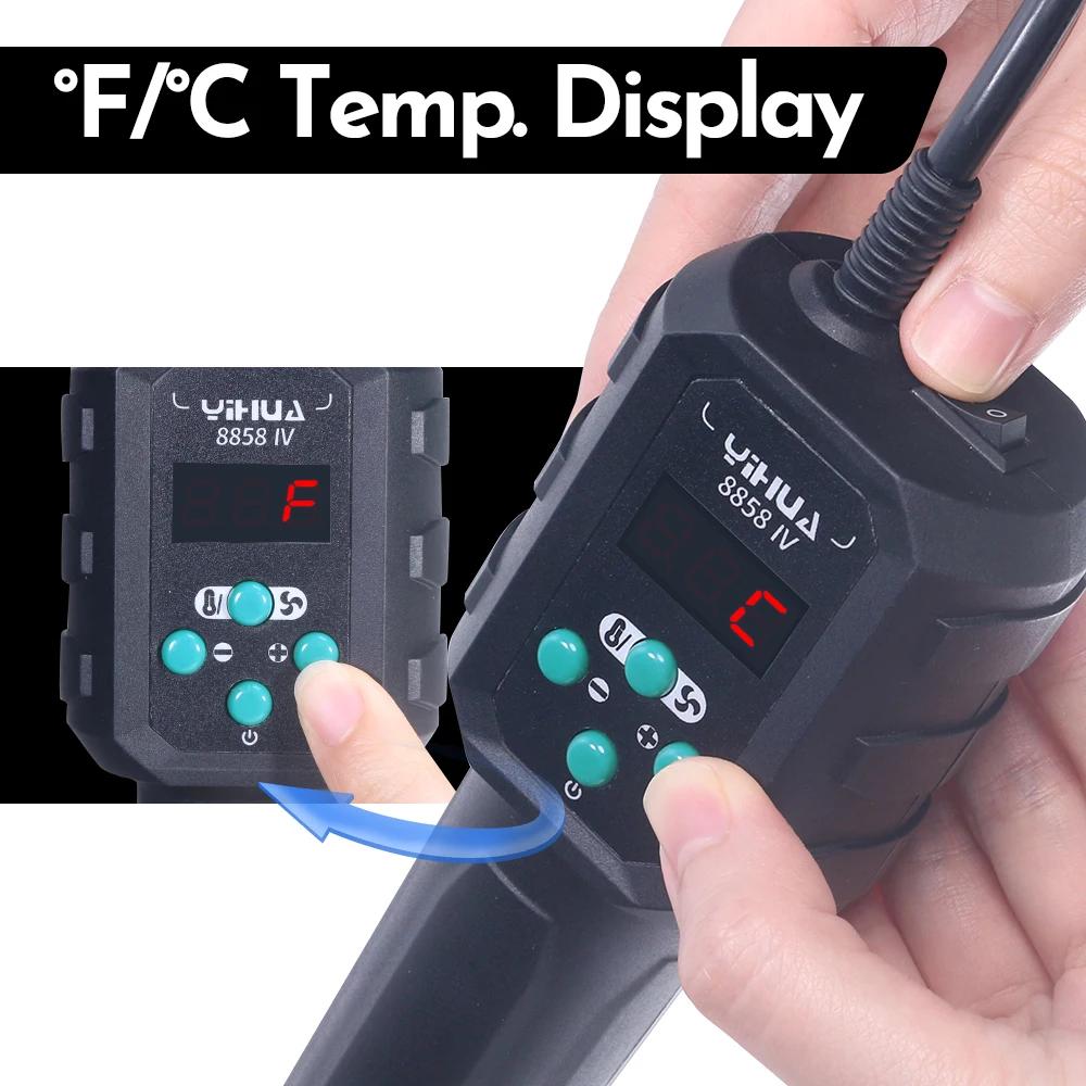 YIHUA-Micro odorà air chaud C/F, température couvertes 8858IV 700W, station de soudage, expédi, LCD,