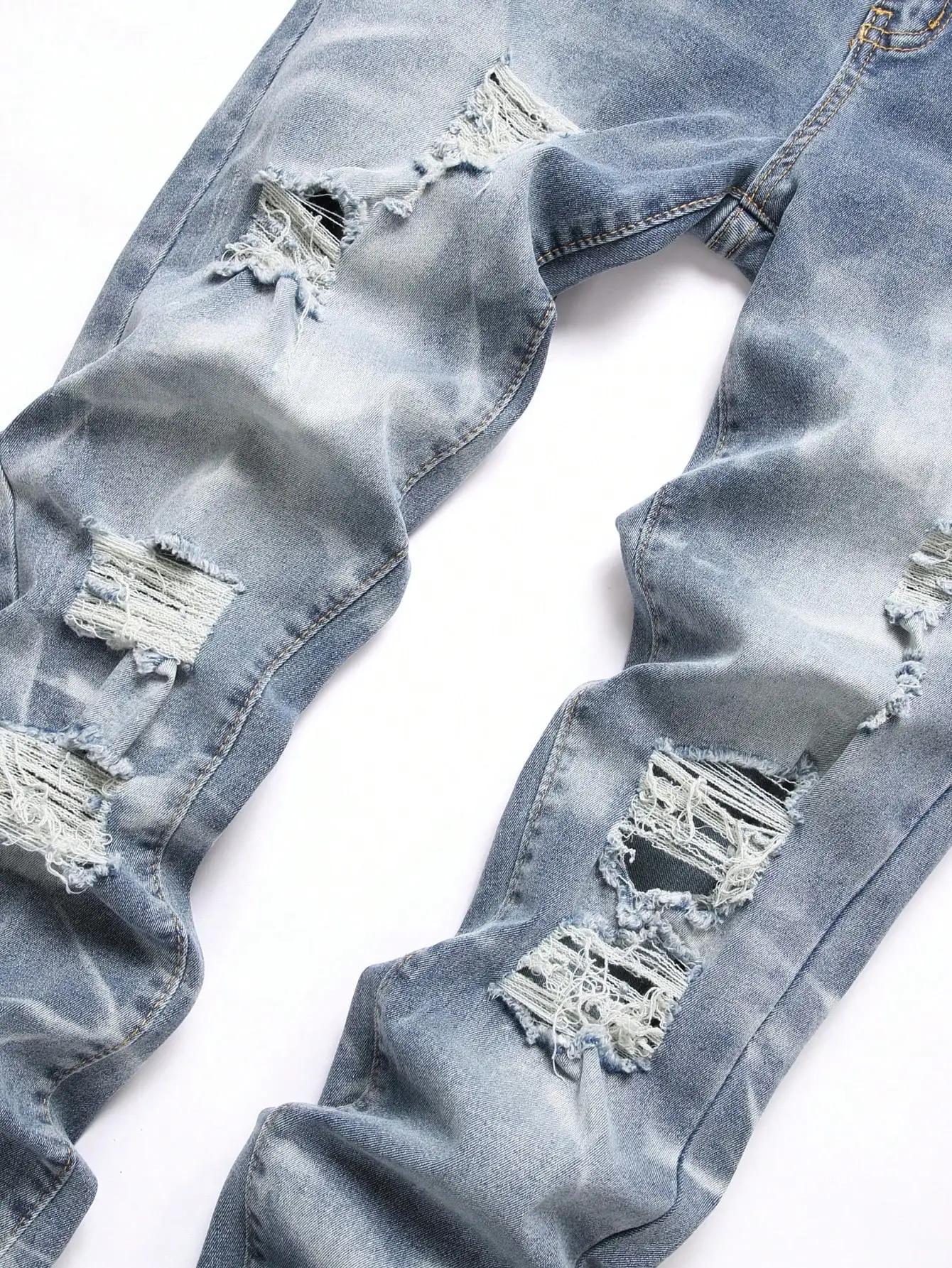 Mode hommes jean pantalon Stretch bleu jean moulant pour hommes décontracté coupe ajustée Denim pant