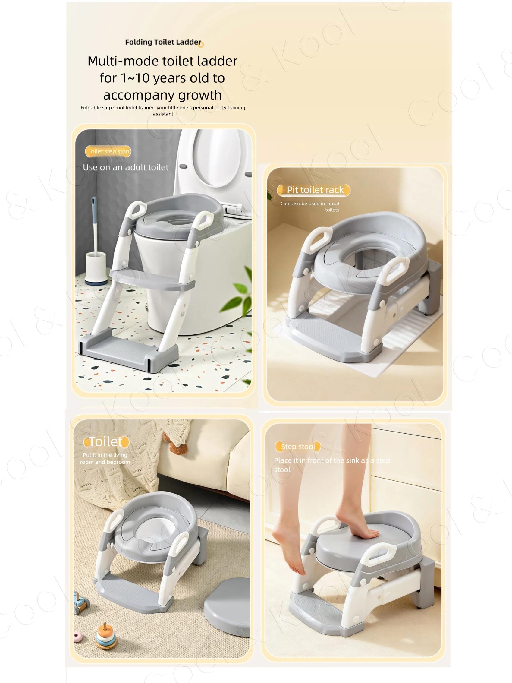 Solution d'apprentissage de la propreté 6-en-1 tout-en-un : siège de toilette pliable avec marchepie