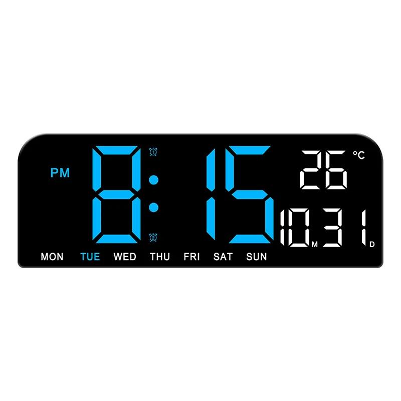 Grande horloge murale numérique LED, affichage de la température, Date, semaine, compte à rebours, r