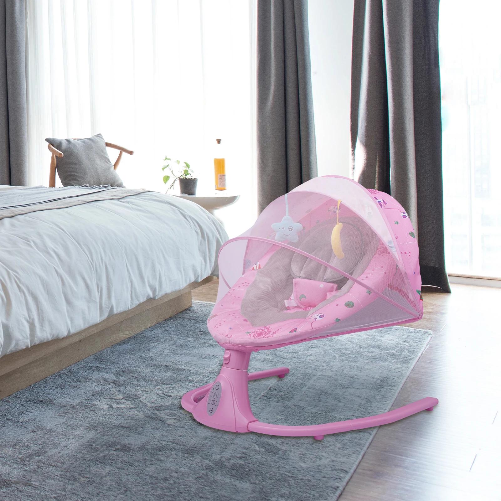 Balançoire réglable pour bébé – Télécommande, 4 vitesses de balançoire, coussin confortable pour nou