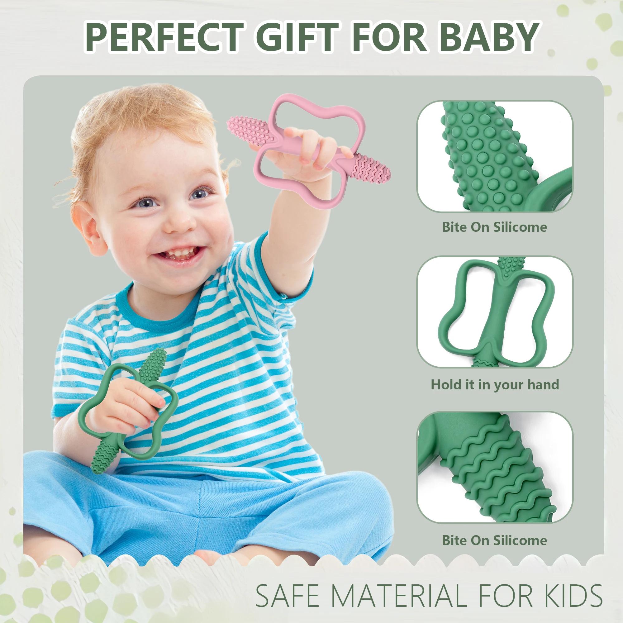 Jouets de dentition pour bébé avec poignées faciles à saisir, jouets de dentition en silicone de qua