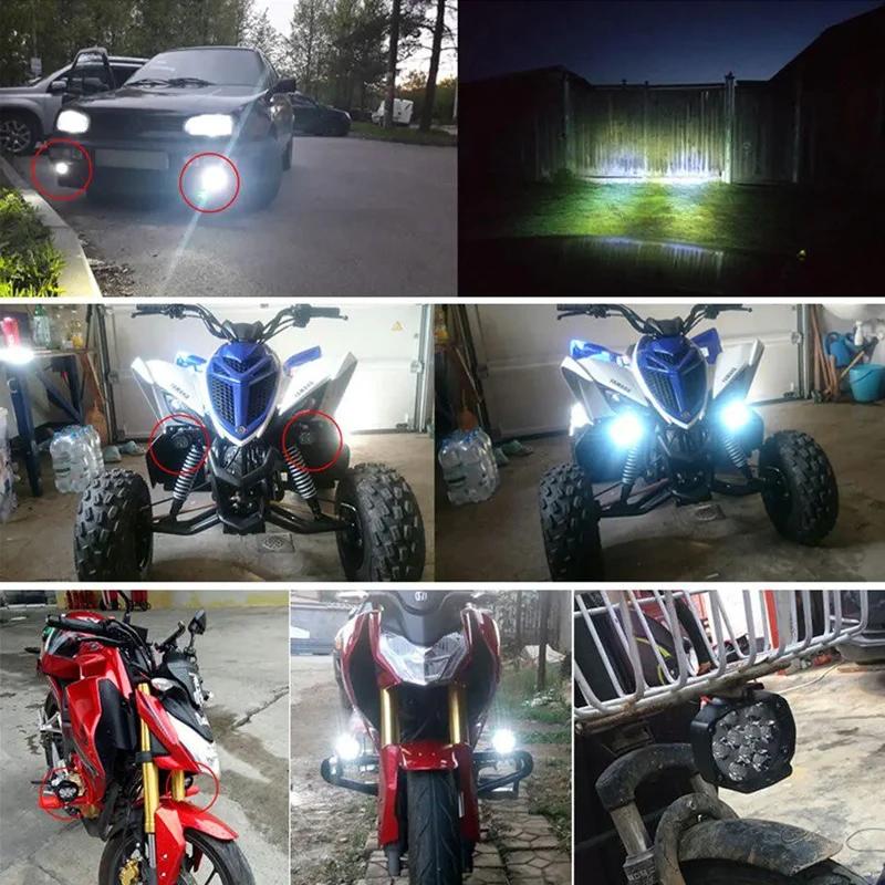 2 pièces Moto phare Led 12V haute luminosité Led lumières lampe pour Moto Moto externe avant Led Foc