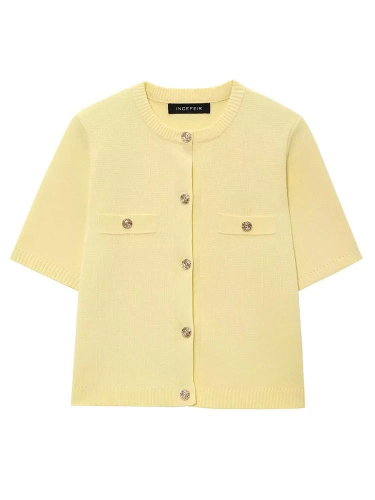 HXAO Cardigan femme tricots bouton dames à manches courtes tricot boléro femmes Tricot haut vêtement