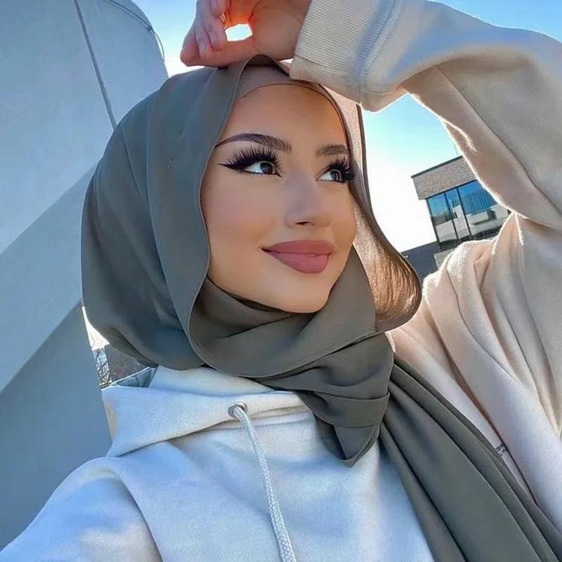 Foulard Hijab en mousseline de soie pour Femme, voile musulman ramadan ,hijab femme musulman,foulard