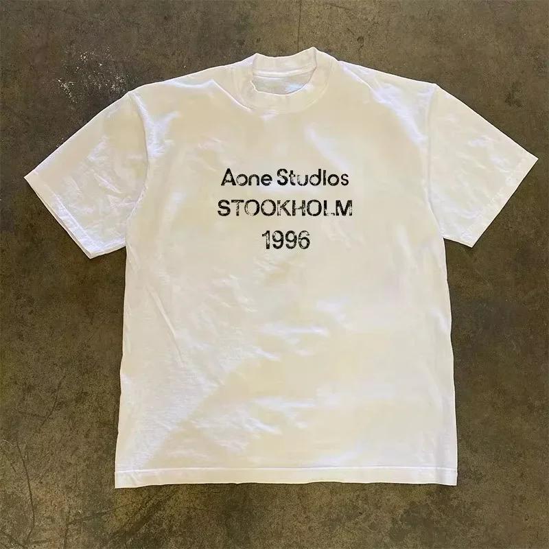 T-shirt unisexe en coton à manches courtes imprimé lettres, tendance mode été 2026, marque de luxe