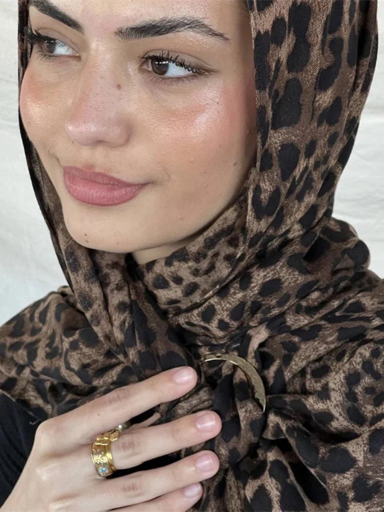 1 pièces Ramadan Hijab imprimé léopard femmes bohème aquarelle doux musulman Hijabs Floral respirant