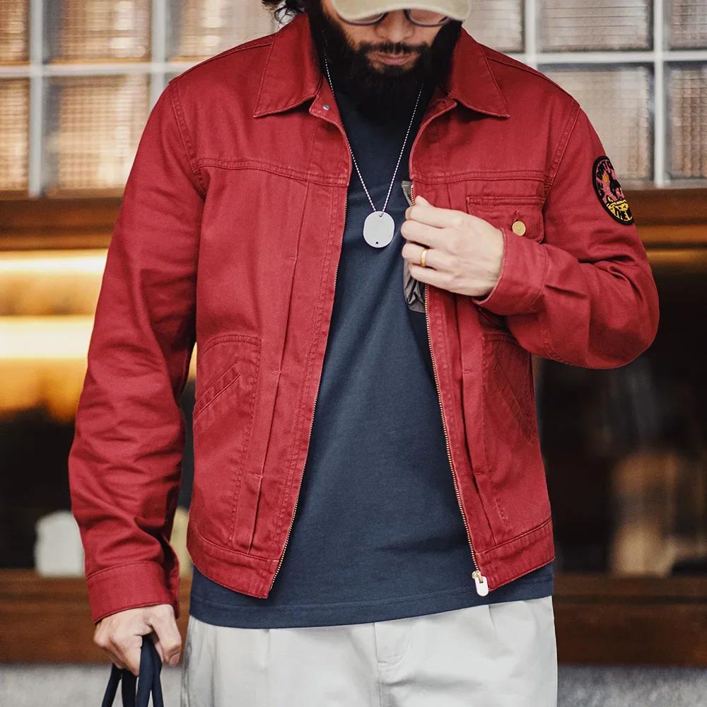 Maden nouvelle veste Vintage brodée 12MJZ lettre robuste rouge coupe ajustée toile revers manteau ho