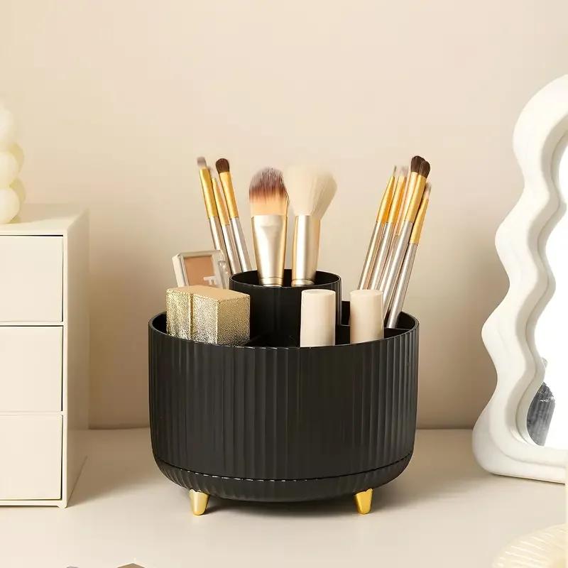 Porte-pinceaux de maquillage rotatif à 360 °, stockage de bureau multifonctionnel, stockage de cosmé