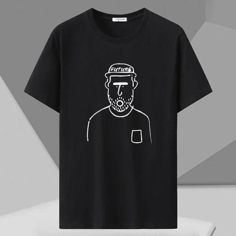 T-shirt imprimé pour hommes, grande taille, hauts noirs, 110-180kg, 5XL, 6XL, 7XL, 100% coton, ample