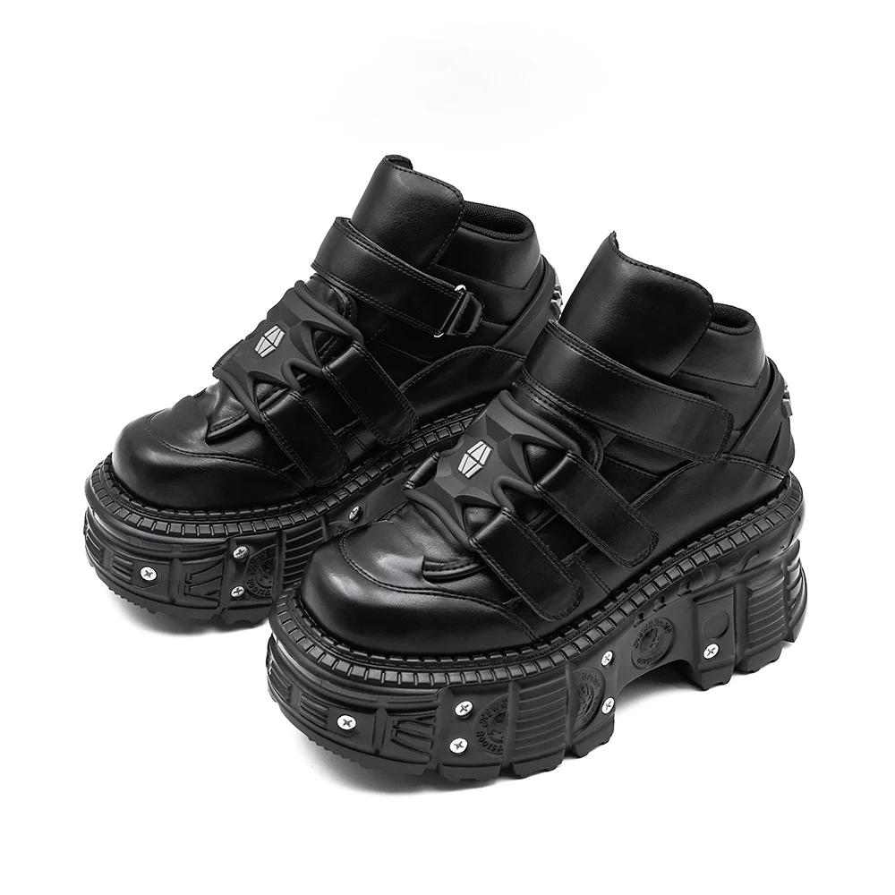 2026 nouveau Style Punk femmes chaussures à lacets talon hauteur 6CM plate-forme chaussures femme mé