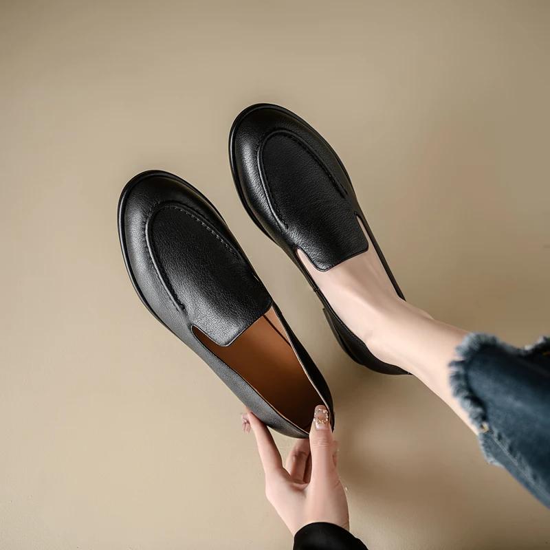 QUTAA mode nouvelles femmes chaussures plates vache daim cuir femme Slip-on printemps Ballet mocassi