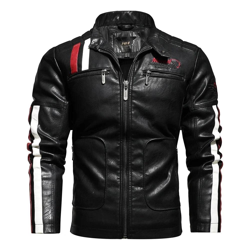 Veste de moto Vintage pour hommes, nouvelle veste de motard en cuir, manteau bombardier brodé, parde