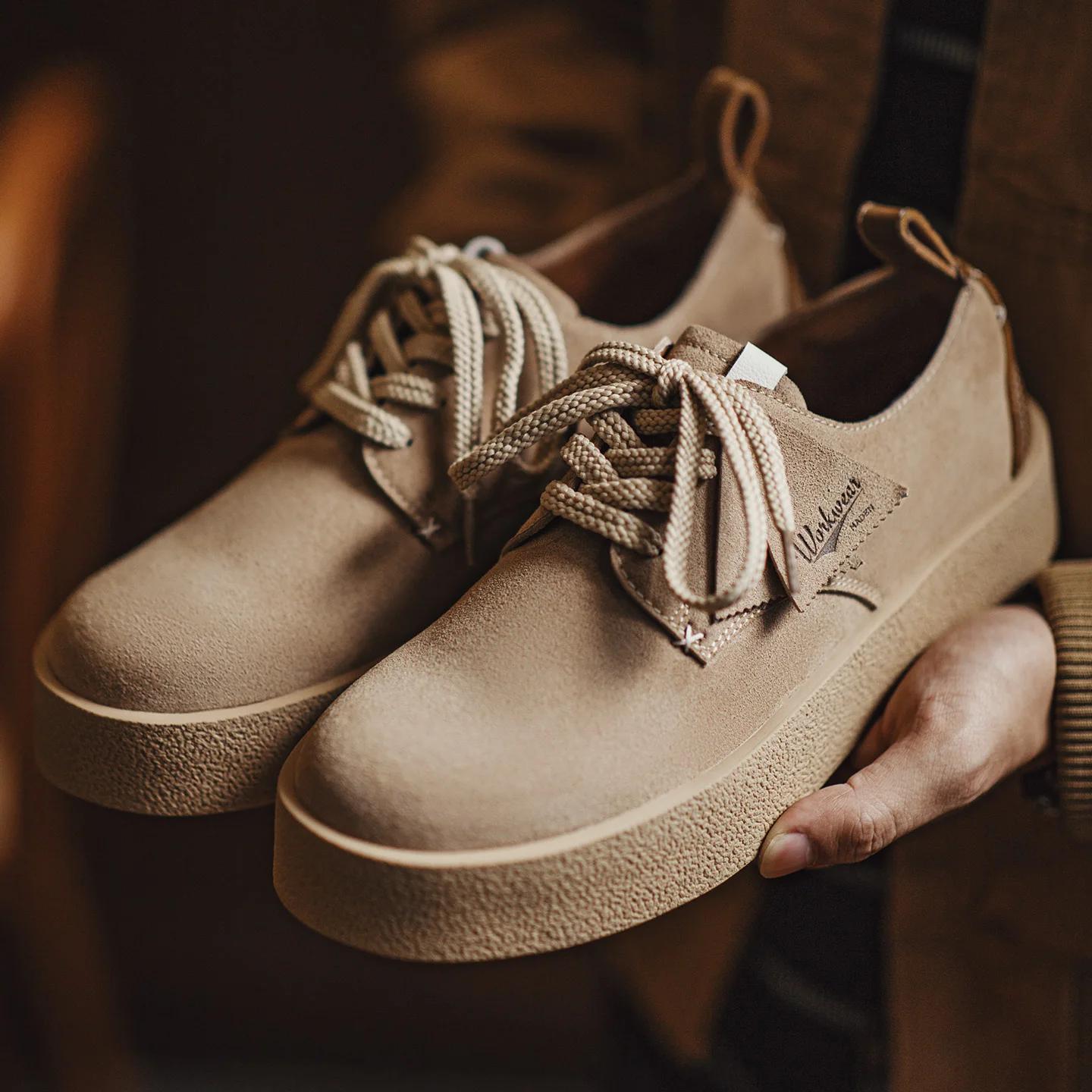Chaussures Derby rétro pour homme Maden, à semelle épaisse, en daim kaki, bottes basses de désert, l