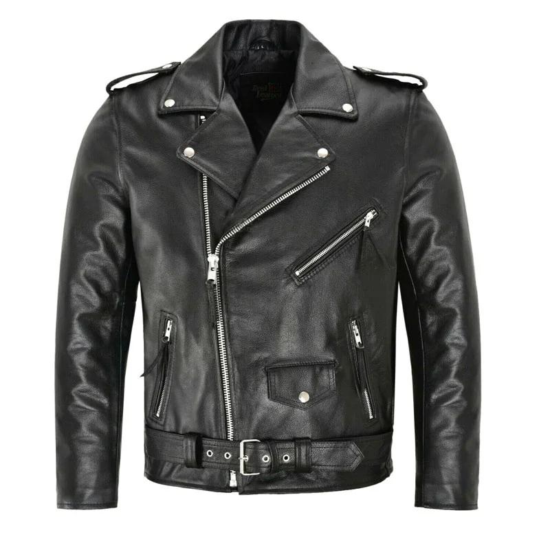 Veste de moto en cuir PU pour hommes, manteau Slim Fit, mode