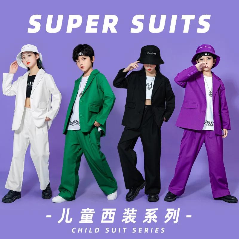 Costume de danse Hip Hop pour adolescents, garçons et filles, ensemble tendance, Blazer de Performan
