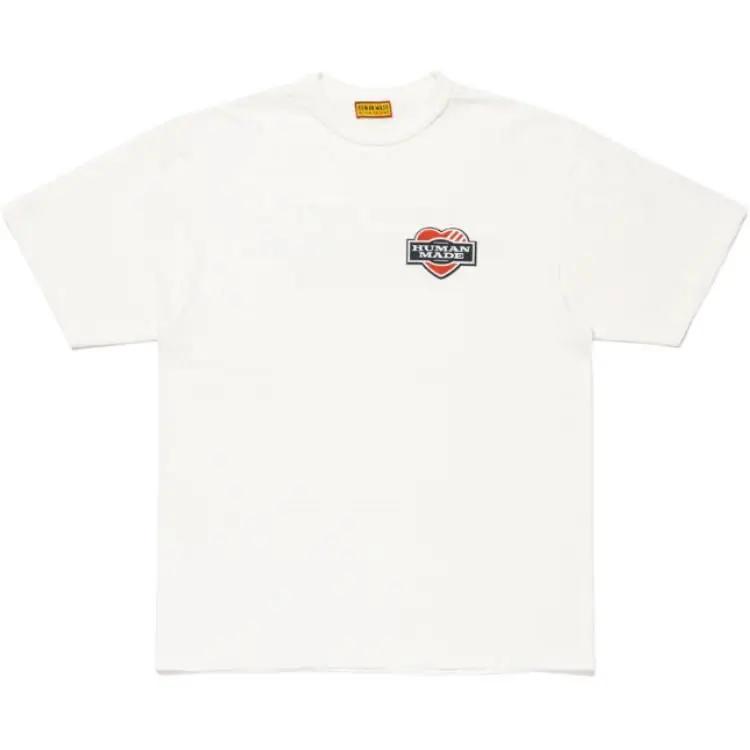 T-shirt à manches courtes à double col imprimé canard sur la poitrine HUMAN MADE FW25 pour hommes et