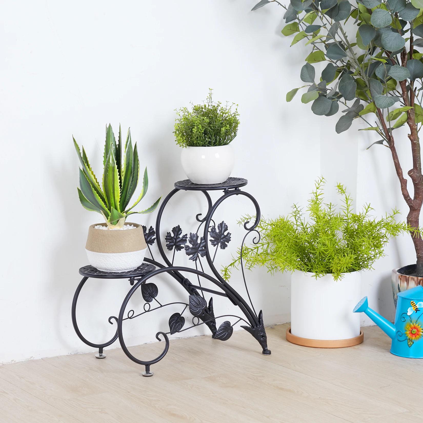 Support de plantes en métal antirouille, étagère de présentation pour 4 pots de fleurs, pour jardin,