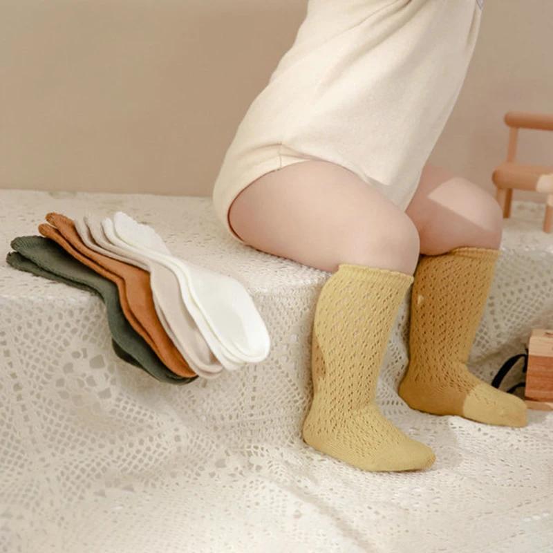 Chaussettes princesse en maille douce pour bébés filles, chaussettes hautes en coton pour tout-petit