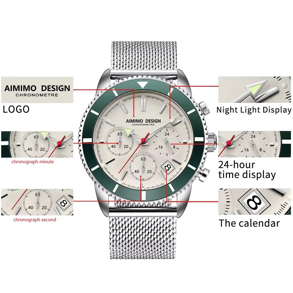 Montres pour hommes, analogiques, à quartz, chronographe, étanches, montres-bracelets pour hommes, m