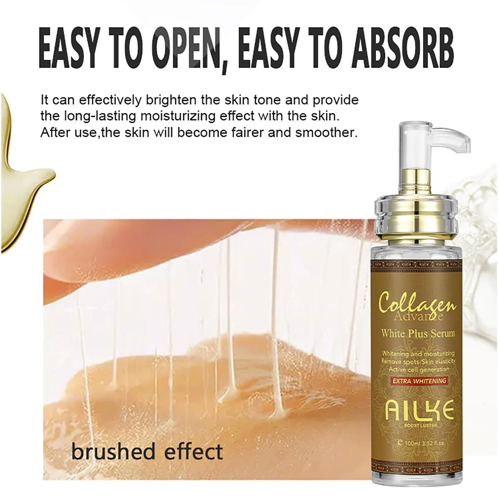 Essence éclaircissante filtrée au collagène, utilisée pour le visage et le corps, éclaircir la peau,