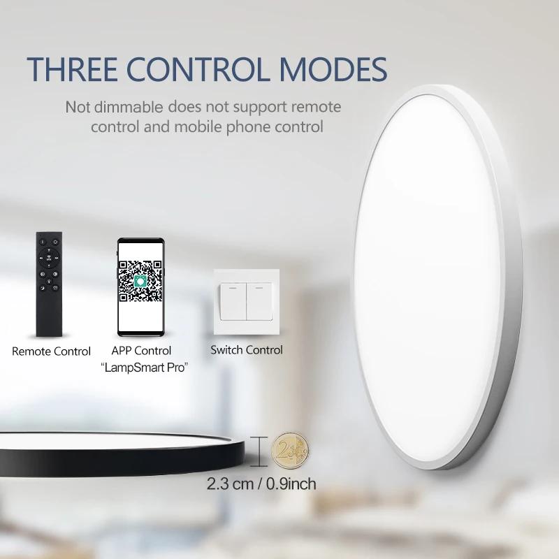 MARPOU 50CM grand plafonnier LED avec télécommande APP intelligente luminaire ultra-mince plafonnier