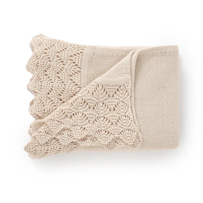 Couverture tricotée pour nouveau-né garçon fille : enveloppe d'emmaillotage douce, literie coton 90x70cm