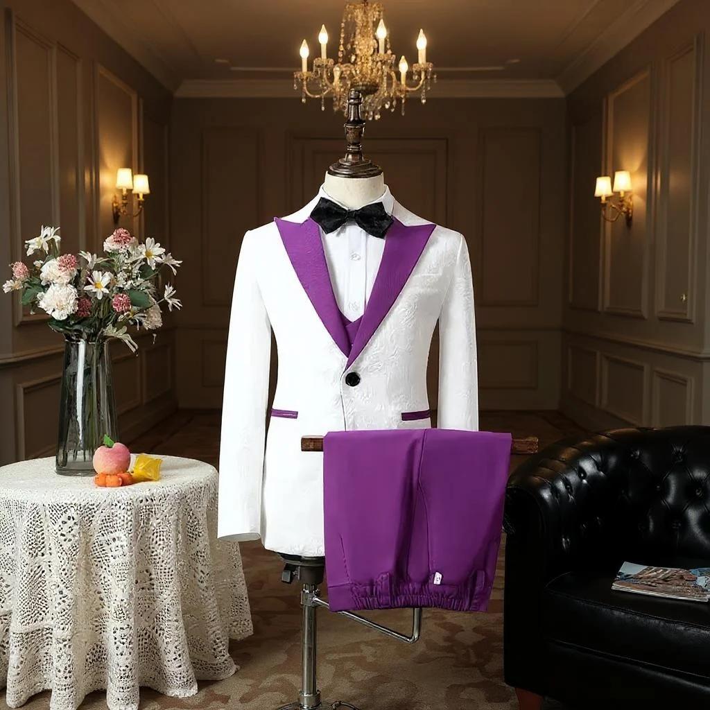 Costumes floraux pour garçons de 3 à 16 ans, ensemble 3 pièces pour smoking de mariage, tenue formel