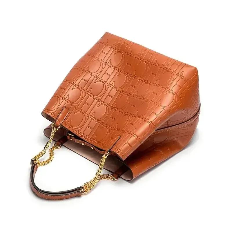 Sac fourre-tout CH pour femmes, sac à main de luxe de créateur, sac à bandoulière en cuir gaufré ten