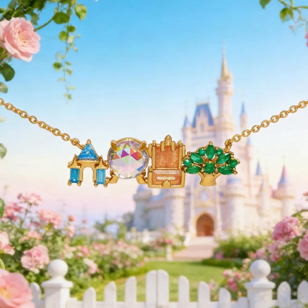 Collier Pendentif Parc d'Attractions Incrusté de Zircons Colorés Exquis, Design Mignon et Doux, Bijo
