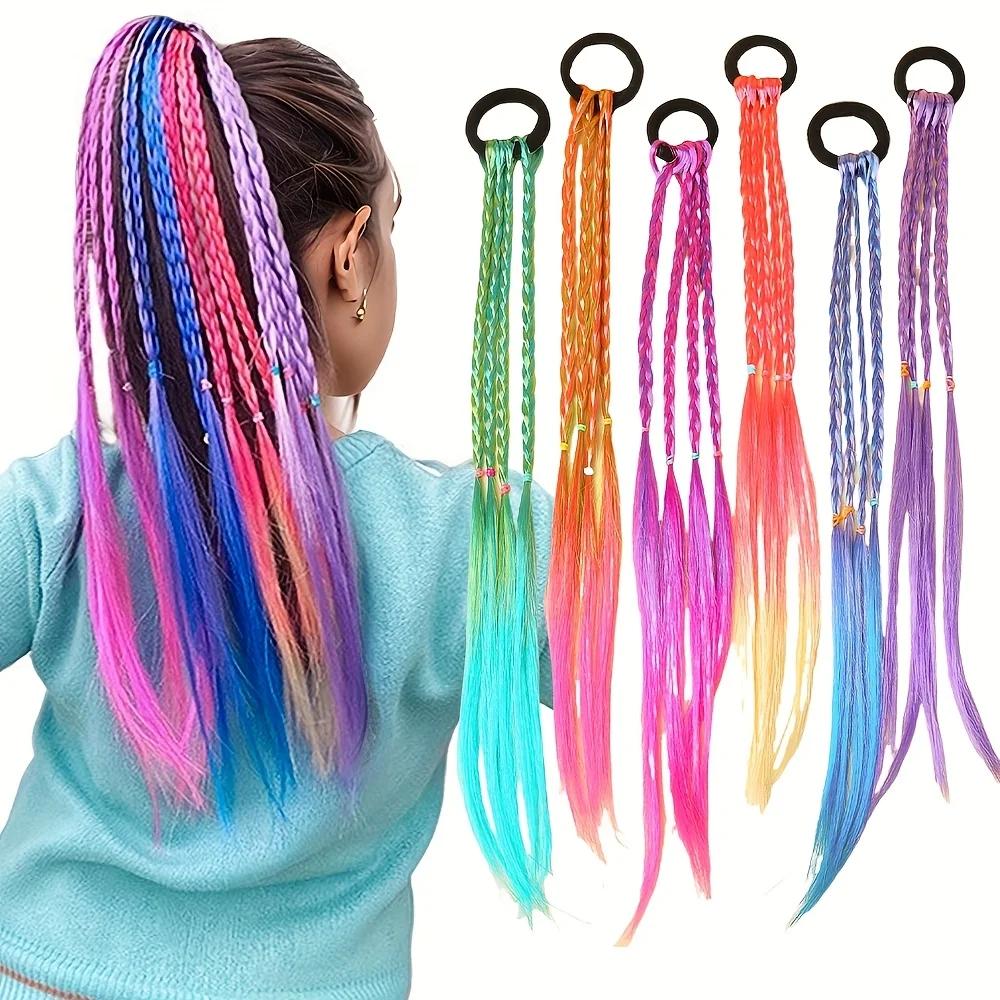 6 pièces d'attaches de cheveux tressées multicolores de Style bohème, adaptées aux filles