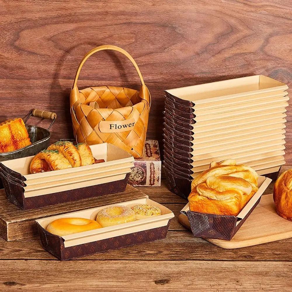 Moule à Pain Rectangulaire en Papier Brun, Boîte à Toast, Outil de Cuisson pour Accessoires de ixde 