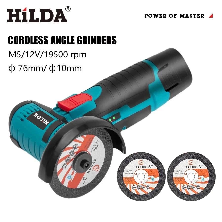 HILDA – Mini meuleuse d'angle Miniature Rechargeable 12V, avec lame de coupe à batterie, meuleuse de