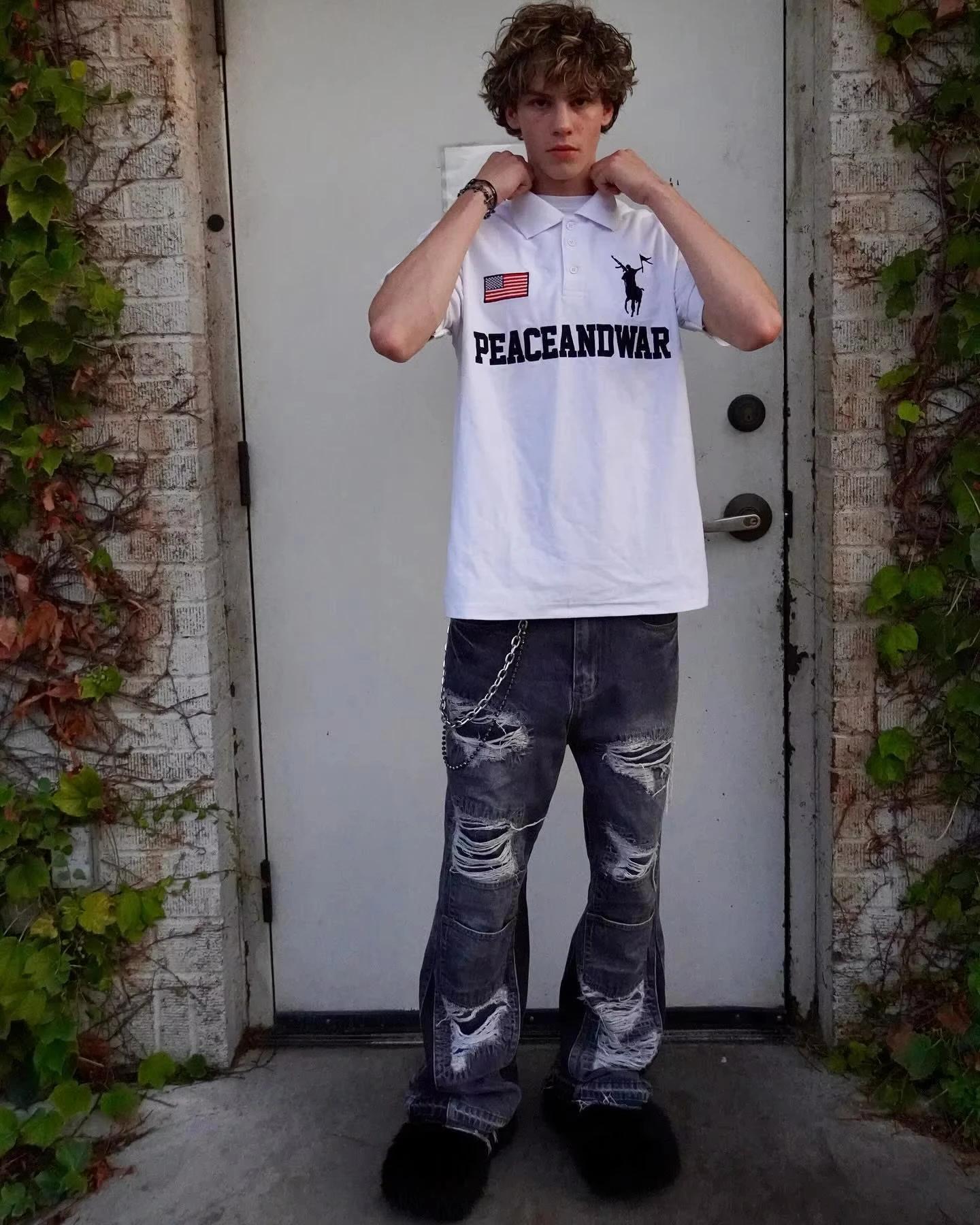 Hip Hop hommes vêtements drapeau de la paix amérique rétro Polo Y2k Streetwaer lettre broderie rever
