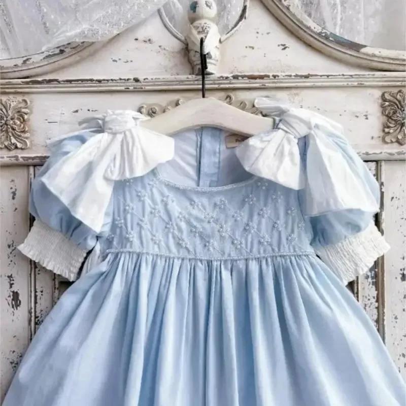 Enfant à volants espagnol bleu robe fête d'anniversaire bébé vêtements 18M-7Y bébé fille princesse c