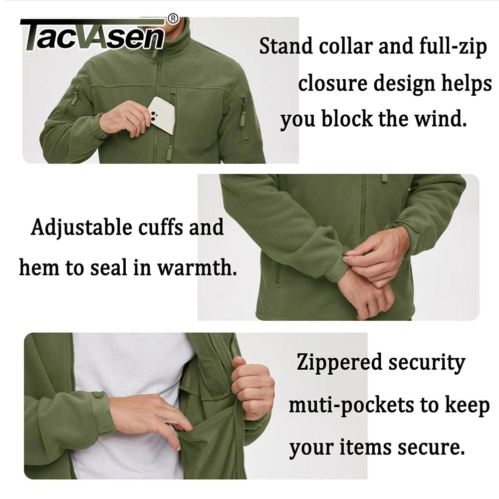 TACVASEN Veste polaire pour homme douce et chaude coupe-vent manteau zippé complet poches zippées mu