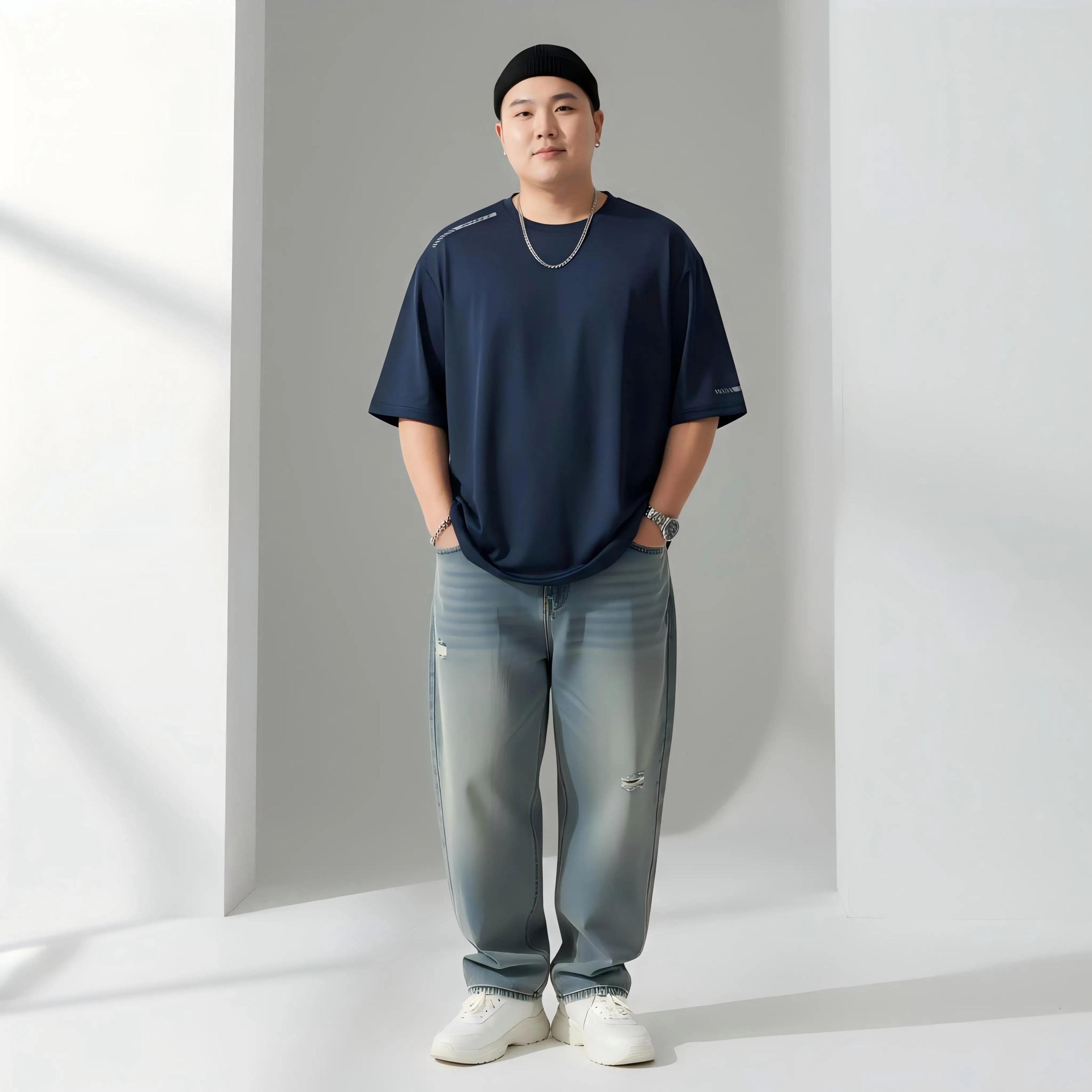Grande taille T-Shirts d'été pour hommes à séchage rapide col rond Sport T-Shirts mode décontracté v
