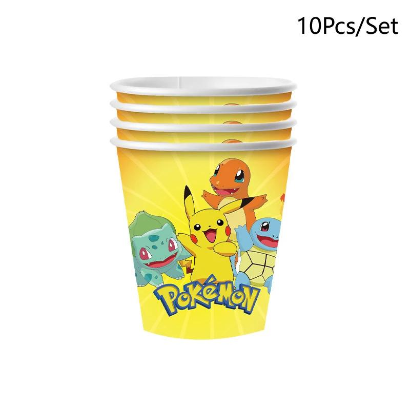 Décorations de fête d'anniversaire Pokemon, assiettes de tasses Pikachu, vaisselle jetable, serviett
