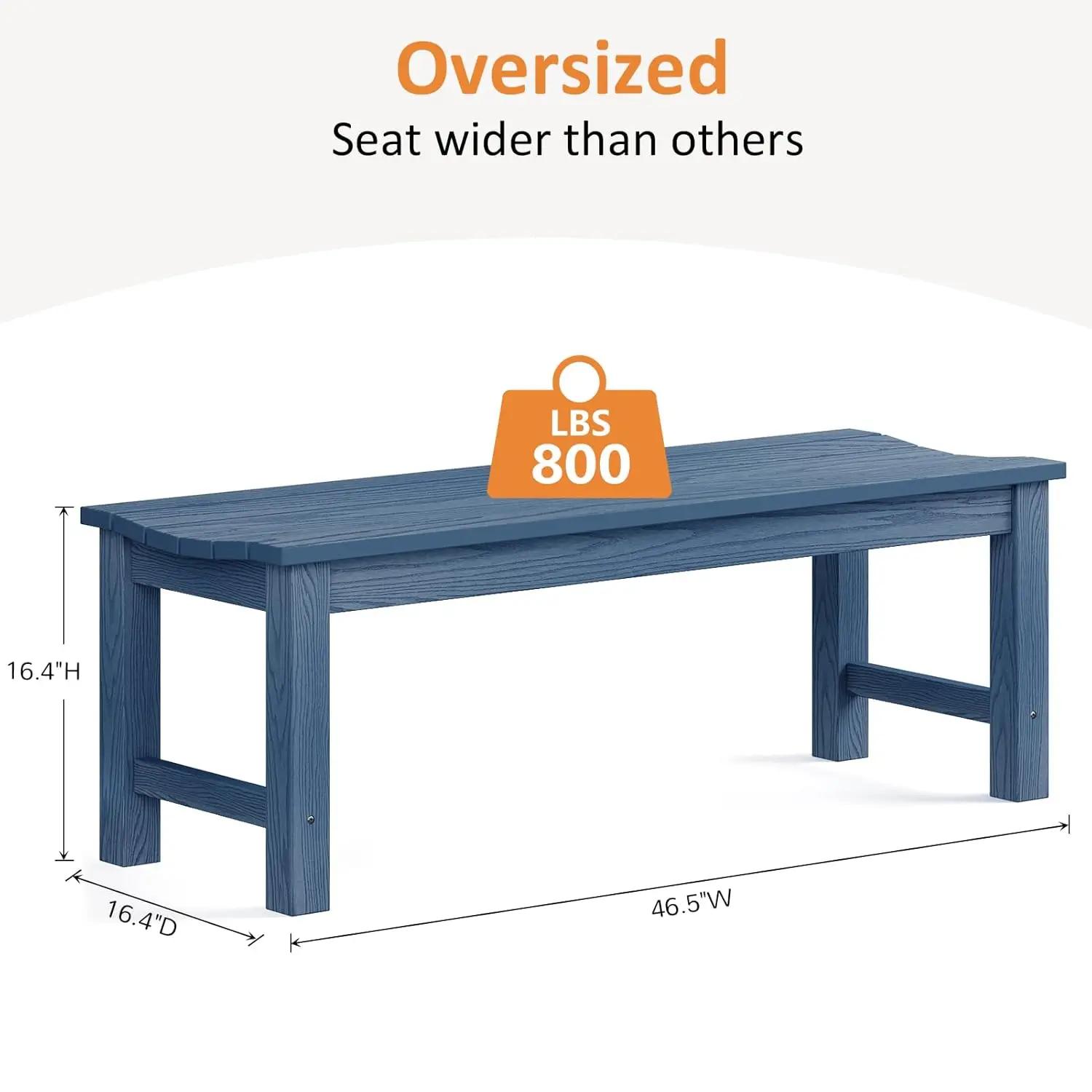 Banc de jardin sans dossier, résistant aux intempéries, 2 places, 800 lb, pour cour, véranda, terras