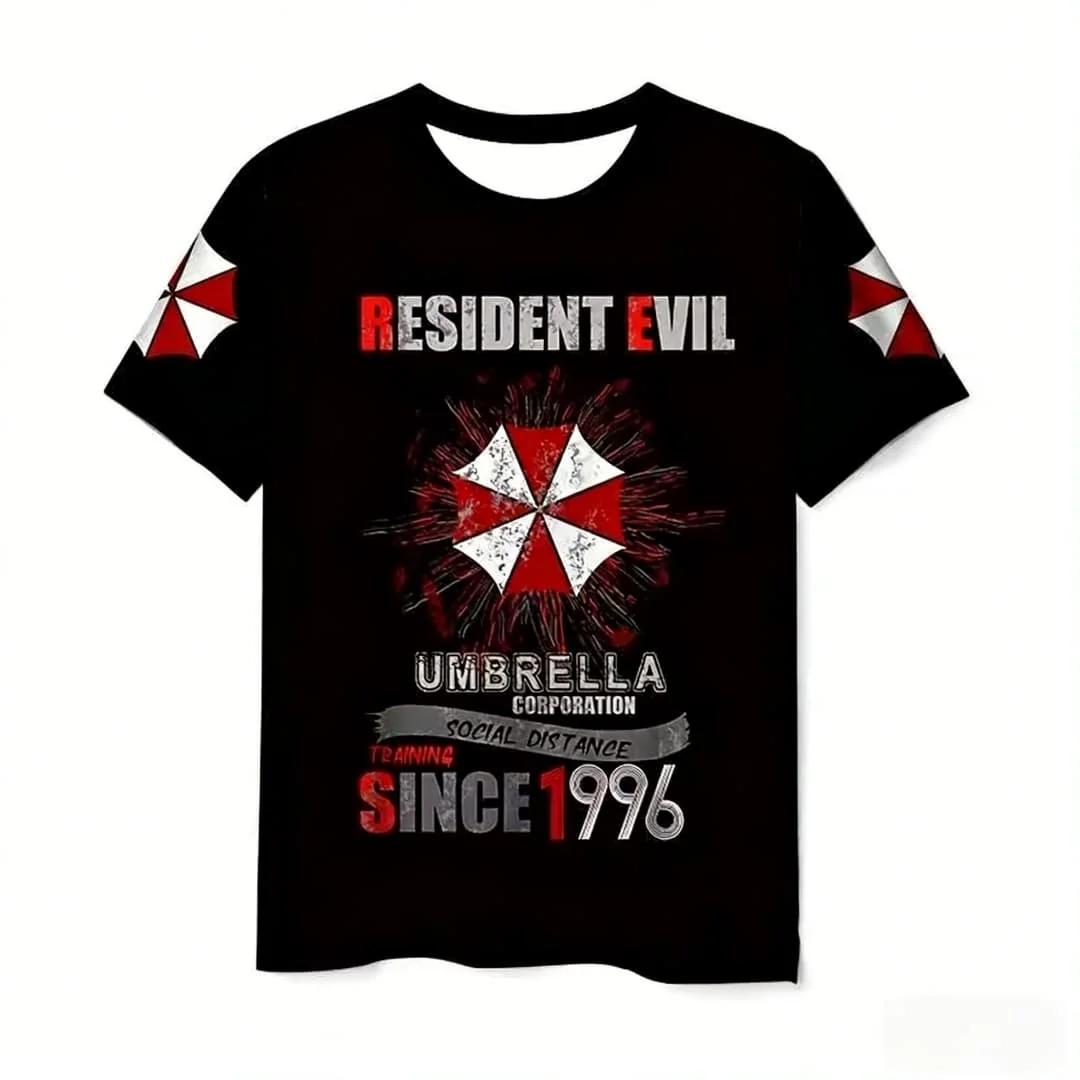 T-shirts à thème Resident Evil Umbrella Corporation pour hommes, t-shirts graphiques avec logo Bioha