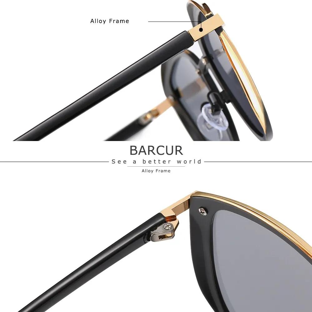 BARCUR Style lunettes de Soleil Polarisées Pour Femmes Catmore Rond Soleil Verre Dames Femme Lunette