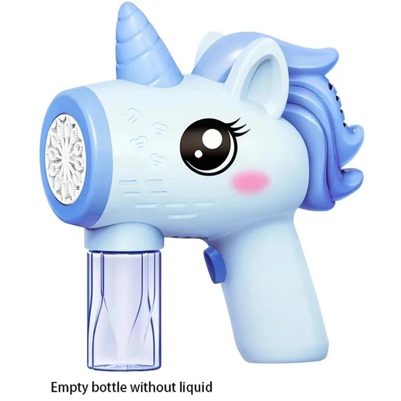 Pistolet à bulles électrique licorne, machine à bulles jouet, souffleur de savon automatique avec lu