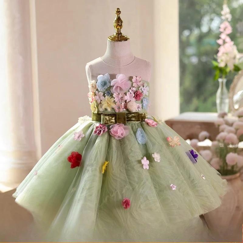 Robe de Princesse pour Enfants, Costume de Fille pour Anniversaire, Robe de Performance au Piano, Te