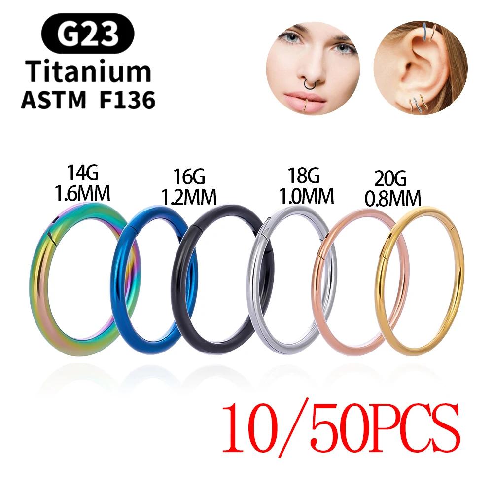 Lot de 10/50 pièces en gros – Boucles d'oreilles rondes en titane G23, anneaux de nez, clickers de s