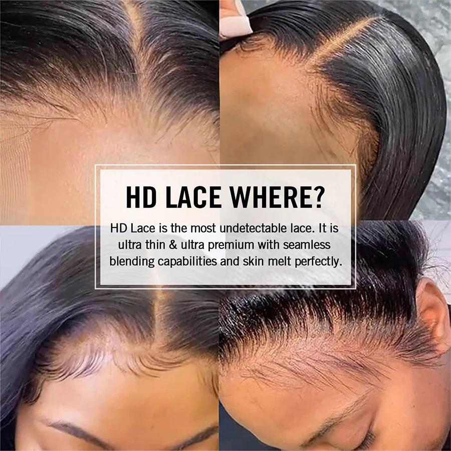 Wow Angel-Perruque de Cheveux Humains Lisses, Fermeture en Dentelle HD, Peaux Fondues, Pre-Plucked, 