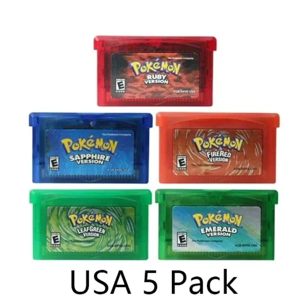 Cartouche de jeu vidéo GBA populaire des états-unis, carte de Console, série Pokemon, émeraude, feui