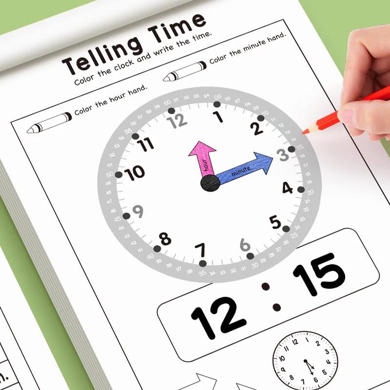 Cahier d'exercices pour enfants sur les concepts de temps d'apprentissage, adapté aux activités de l