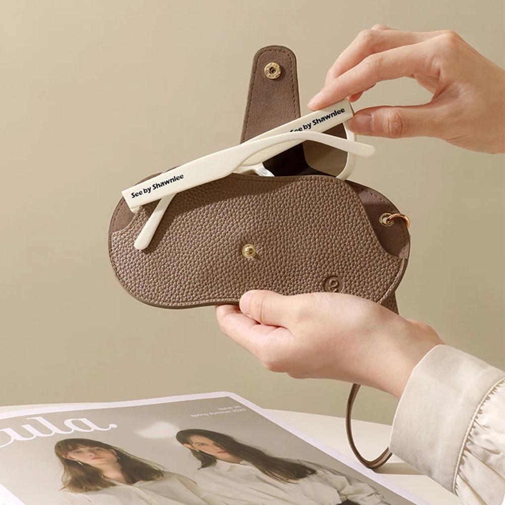 Sac à lunettes en cuir PU motif litchi souple, étui pour lunettes de soleil rétro, cadre Portable po