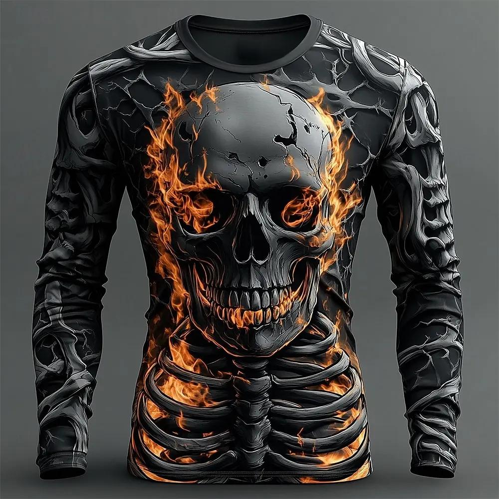 T-Shirt de sport à manches longues pour hommes, décontracté, rétro, loisirs, léger, impression de co
